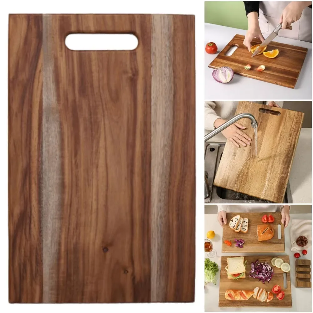 Description Picture 3 of itemThickened Solid Wood Cutting Boards Rectangle Shape Smooth Surface Chopping Board Wood Natural Color Chopping Block Food Serving