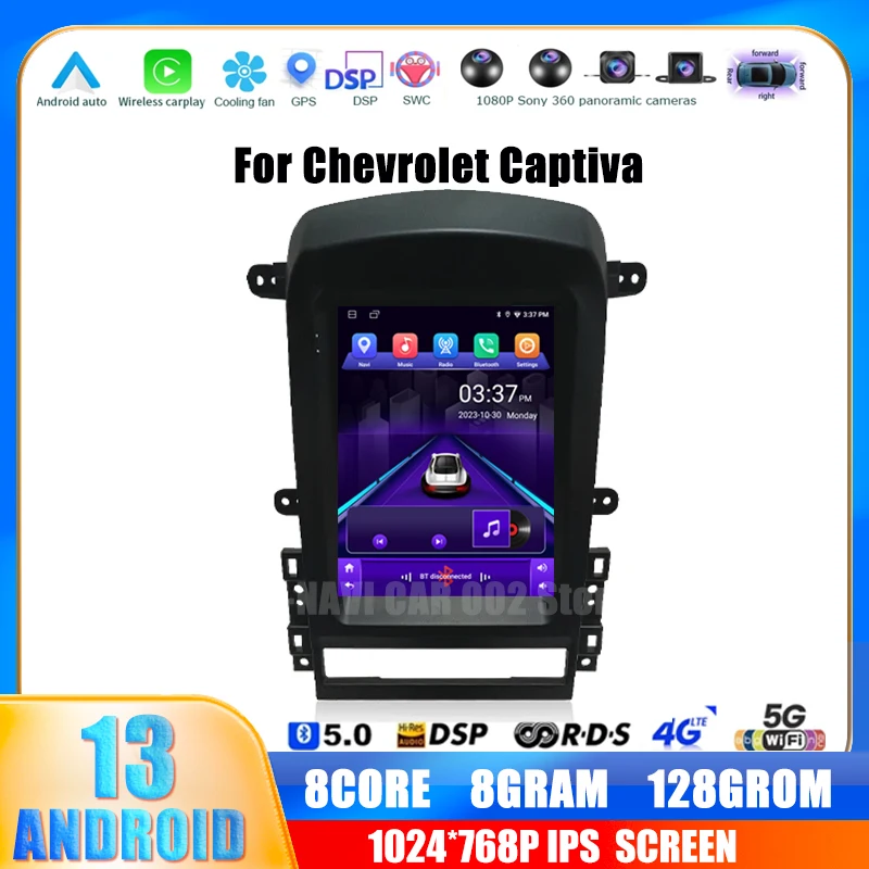 

Автомагнитола на Android 13 для Chevrolet Captiva 2006-2012, автомобильный радиоплеер, беспроводной Авторадио для Carplay, Bluetooth, видео, мультимедиа, GPS, стерео