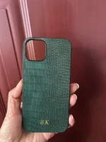 Luxury Personalized Initial Letter Leather Crocodile Case For  iPhone 17 16promax 15plus 14 13 12 11 Pro X XR Customized Cover 6