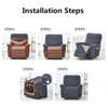 European Style Recliner Stretch Sofa Cover Charcoal Thickened Fleece Recliner Protection Pad Non-slip Furniture Cover 6
