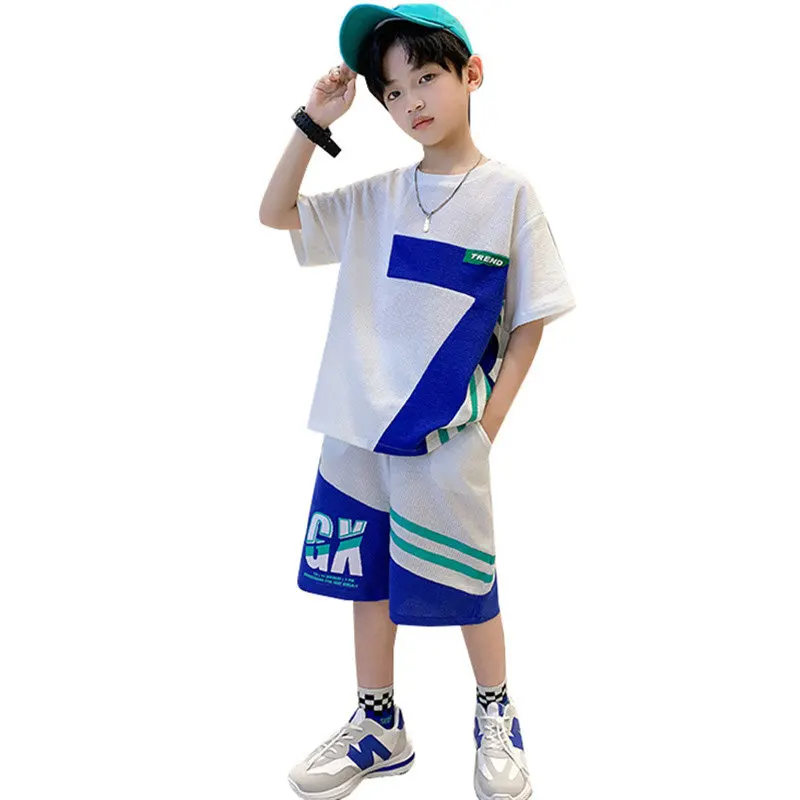 

Summer Boys Clothing Sets Fashion Letter Tops+Loose Shorts Korean Kids Casual Sport Streetwear Children Outfits 6 8 10 12 14Year