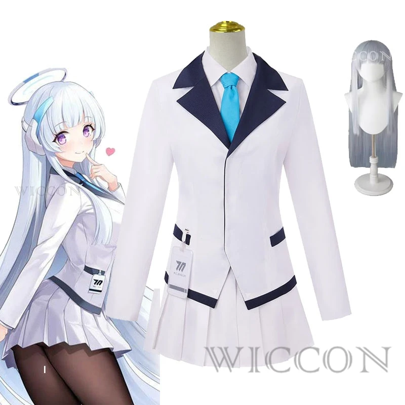 

Blue Archive Ushio Noa Cosplay Costume Wig Noa White School Uniforms Skirt Suit Women Girl Halloween Games Outfits