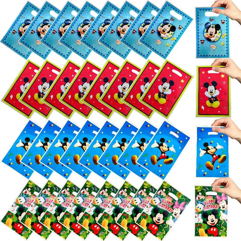 

Пластиковые одноразовые подарочные пакеты с Микки Маусом, украшения для дня рождения, пакеты для добычи конфет, Детские сувениры, товары для будущей мамы