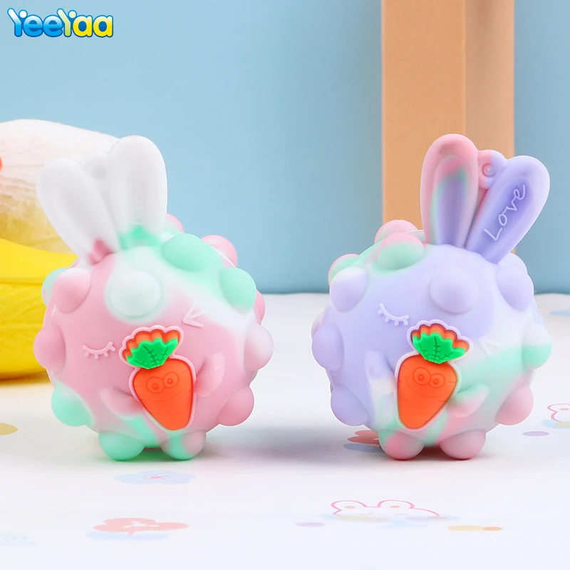 

Carrot Rabbit Pop Up Bubble Cute Toys Fidget Anti-Stress Press Balls Kids Toys Pinch Decompression For Adult And Children Gift