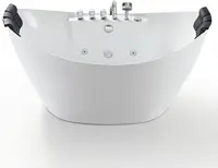 59 Inch Freestanding Whirlpool Bathtub with Hydromassage Adjustable Water Jets Luxury Acrylic Massage SPA Soaking Bath Tub 1