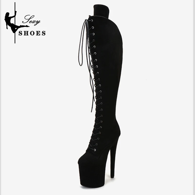 Brand Designer Women's Over-the-knee Boots Faux Suede Platform Waterproof Round Toe Lace-up ZIP Spring/Autumn Trend Long Boots