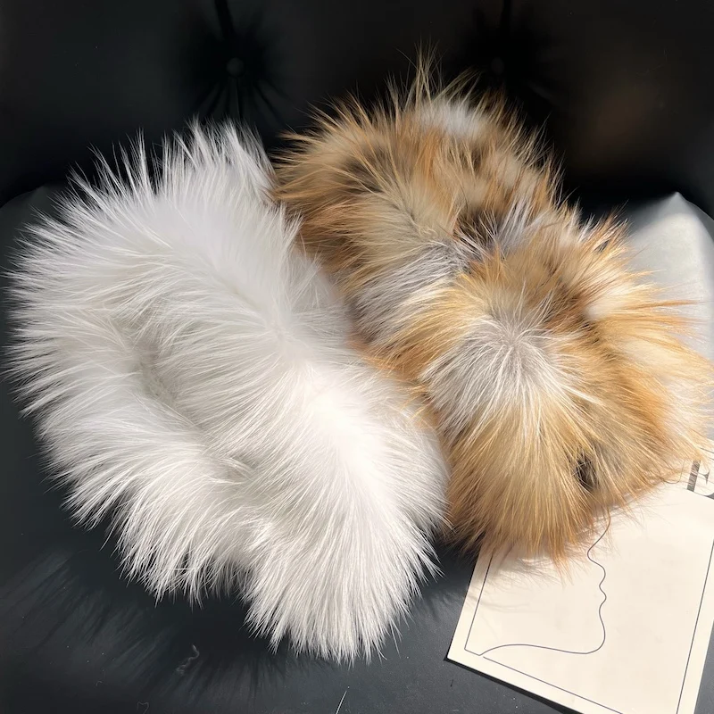 Luxury Women Winter Real Fur Scarf Warm Fox Fur Headband Ring Natural Fox Fur Scarves Fashion Lady Natural Fur Mufflers 2