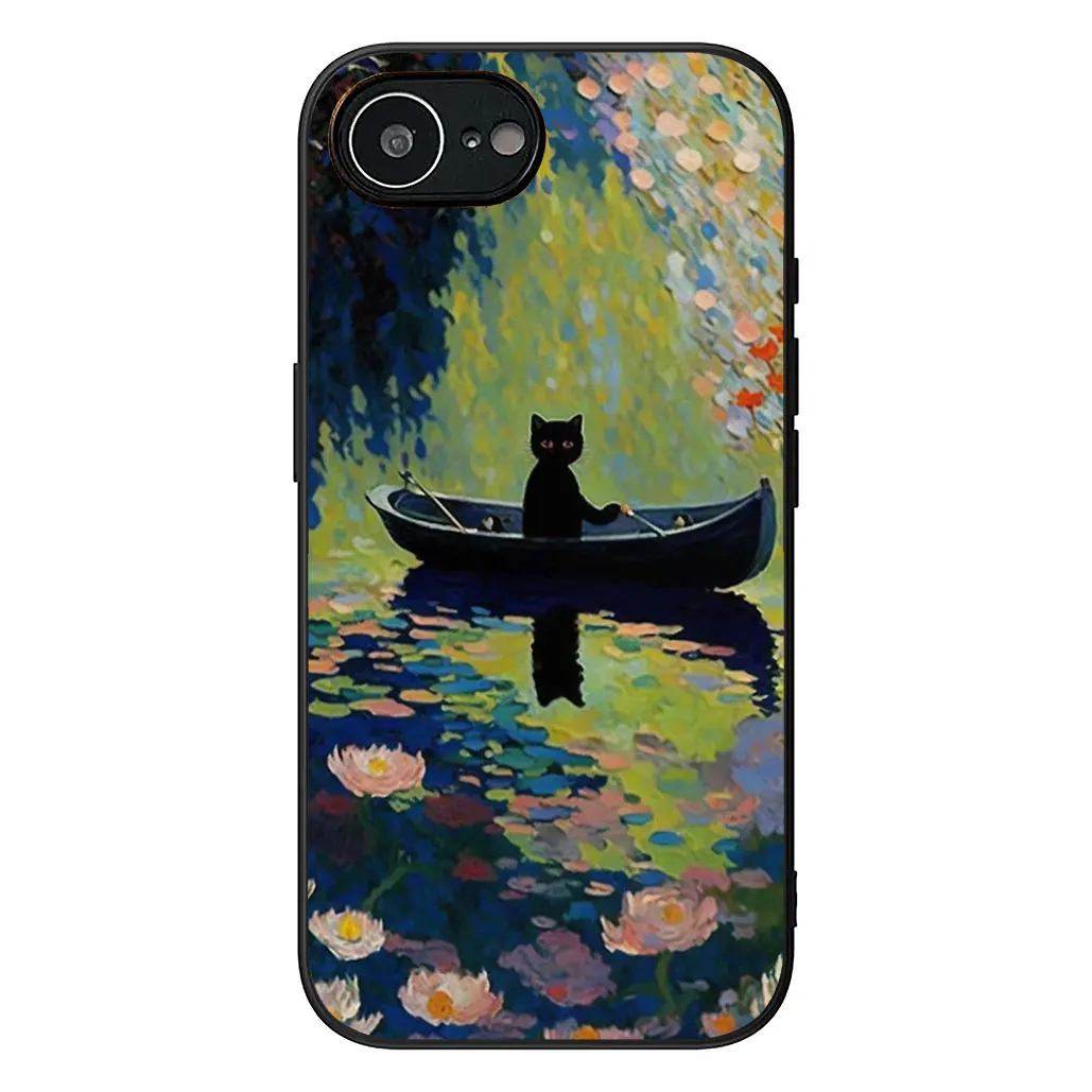 Claude Monet Impressionism Waterlily Cat Art Phone Case Cover