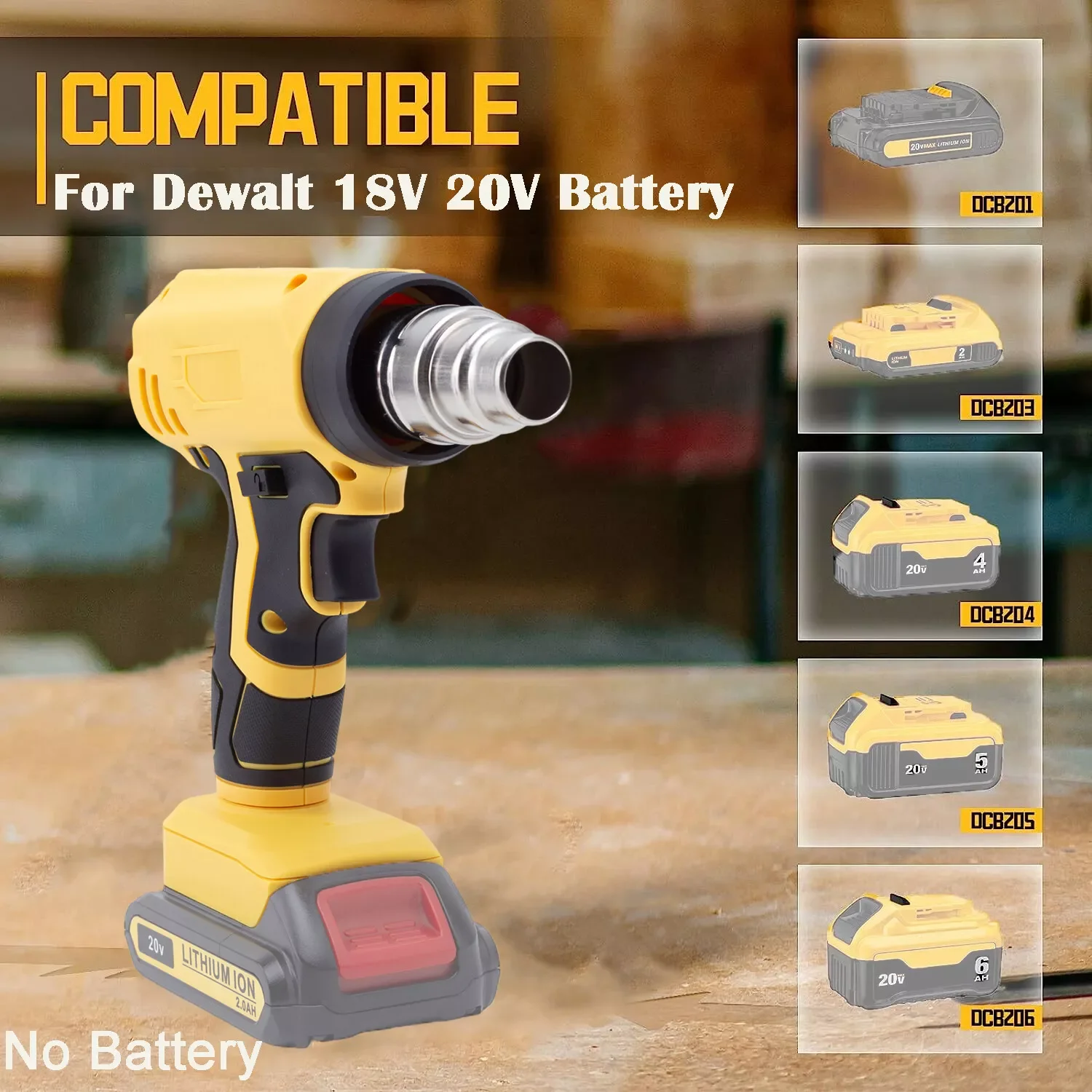 Cordless Heat Gun for Dewalt 20V DCB200 Battery for makita BL1830 Battery With 3 Nozzles Industrial Shrink Wrapping Hot Air Gun 6