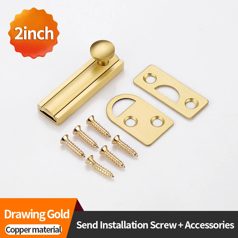 All-Copper Bolts Latch Surface Mounted Door Lock 2/3/4/6/8inch Strong For Home Hardware Gate Safety Sliding Locks Door Bolt Door Latch Door Lock Cylinder Baby Safety Lock Lock Padlock