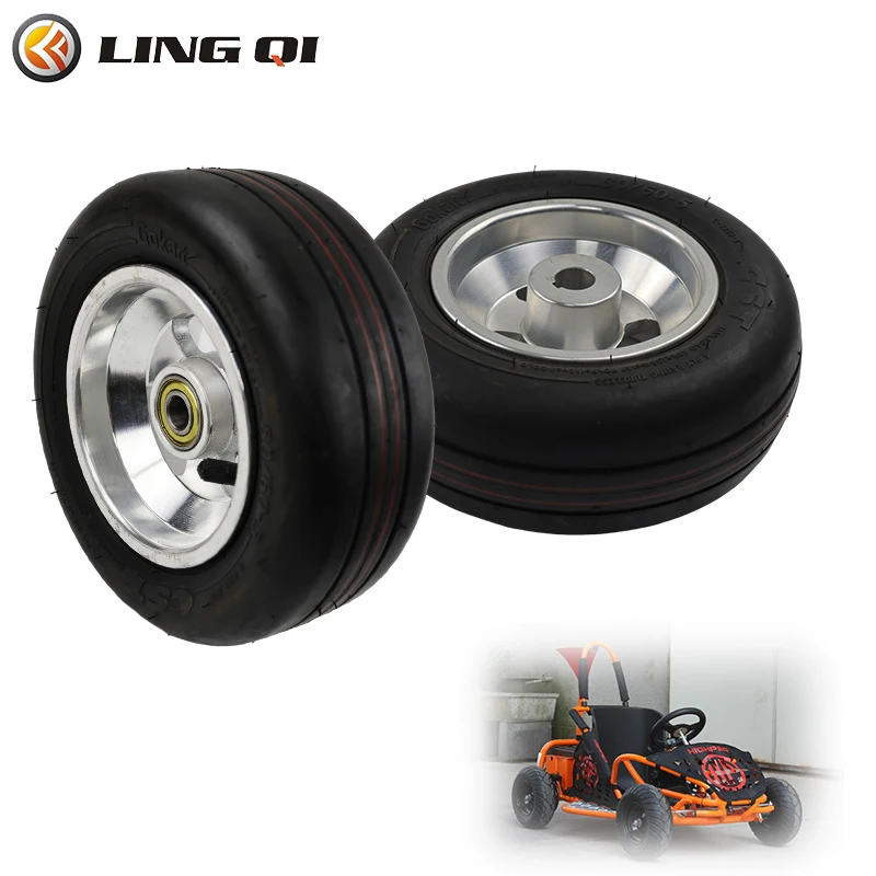 LING QI 5 Inch Mini Rubber Front and Rear Wheel Go Karts Part Simulation Tires For Children Kart  Four Wheeled Drift Car 4pcs 1 64 alloy wheel rubber tires oz futura 8 5mm 9 1mm 1 64 rims wheels rubber tires car model modification