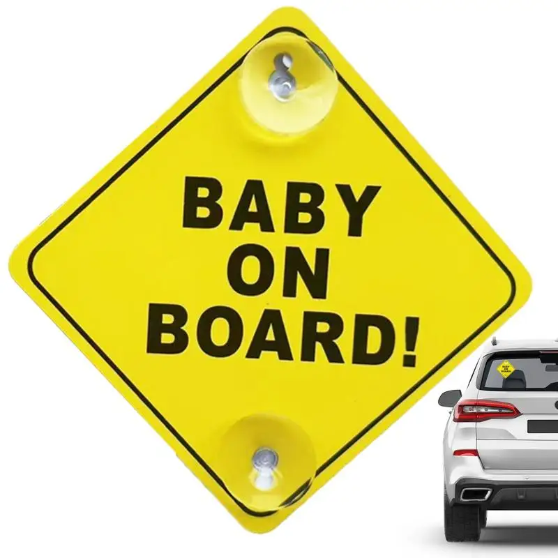 

Baby Car Sign Reusable Warning Window Cling With Double Suction Cup Baby In Car Sticker PP Thickened Child Safe Car Stickers For