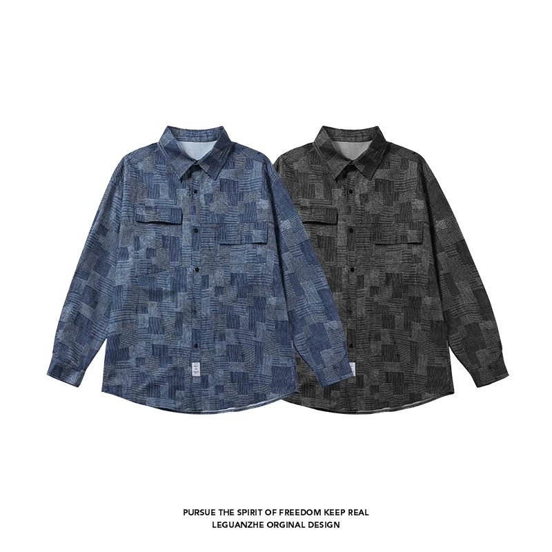 Spring Autumn New Denim Shirts Large Size Long Sleeved Blouse Korean Y2K Clothes Embroidered Harajuku Linen Casual Shirts
