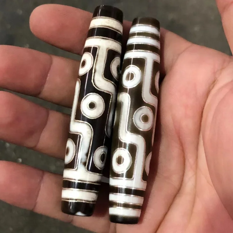 

80 мм длинные девять глаз инкрустированные серебряными фотоэлементами Diy орнамент Dzi Agate