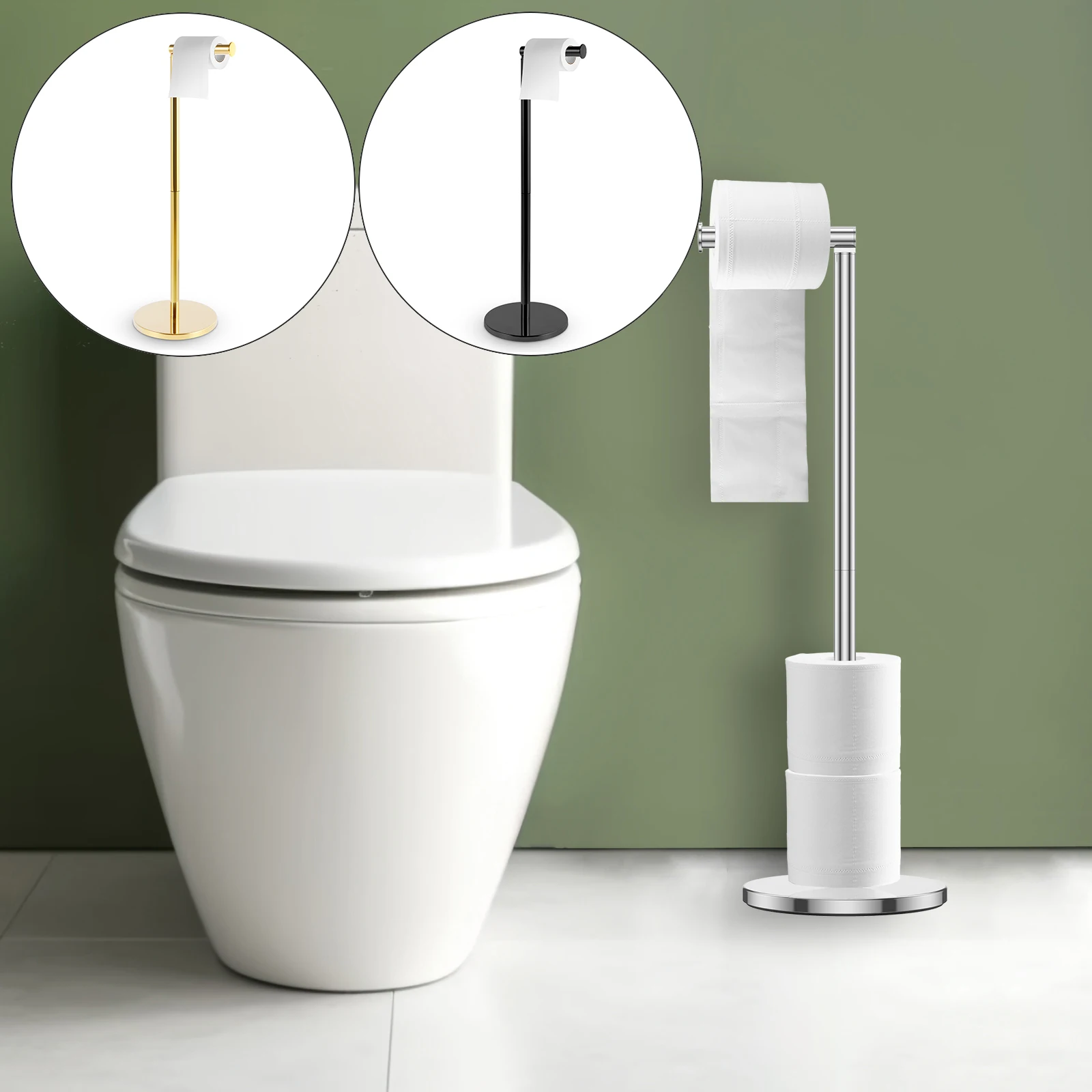 Cartel Disuasorio 2 Piezas Soporte De Pared Autoadhesivo Soporte Para Rollo De Papel Higiénico, Soporte Para Papel Higiénico De Acero Inoxidable,Apto Para Cocina Y Baño,Plata Portarrollos Baño