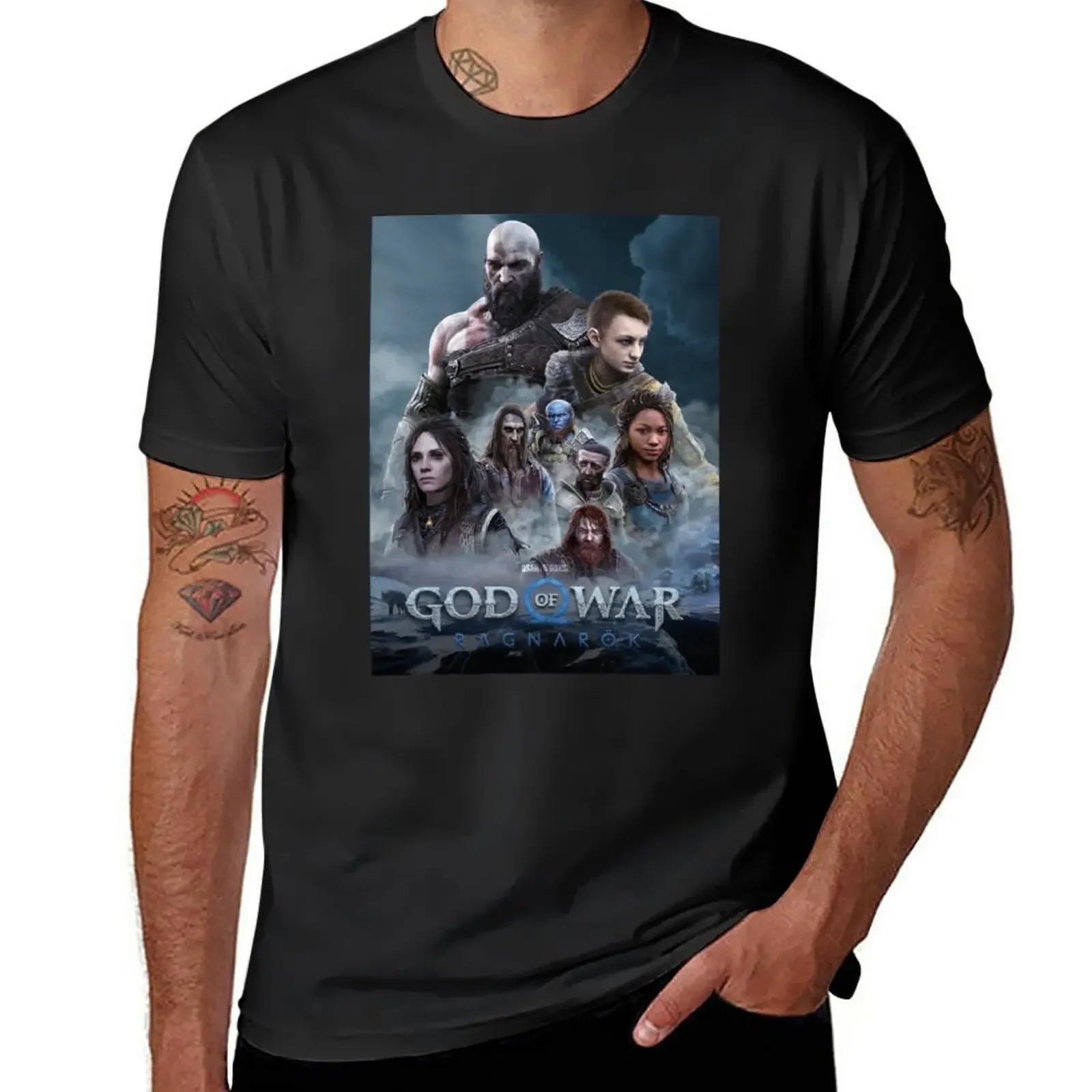God Of War Ragnarok God Of War Ragnarok God Of War Ragnarok T-Shirt Camicetta Ragazzi Animal Print Vintage Plain Black T-Shirt Uomo