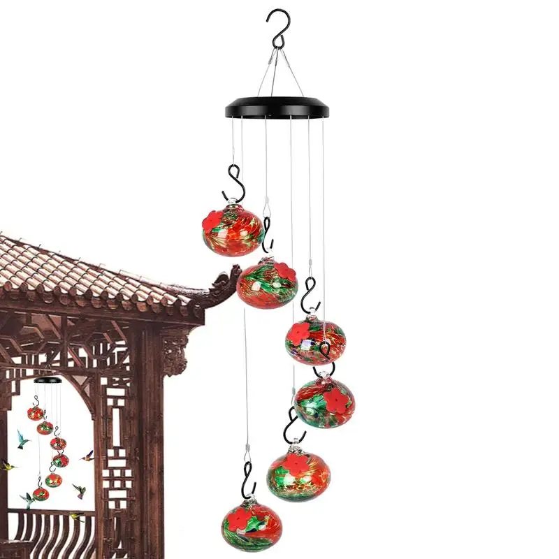 Bird Feeder Outside Birdfeeder Hummingbird Feeders With Wind Chimes Leak-Proof Garden Decor Bee Guard And Bee Proof Accessories