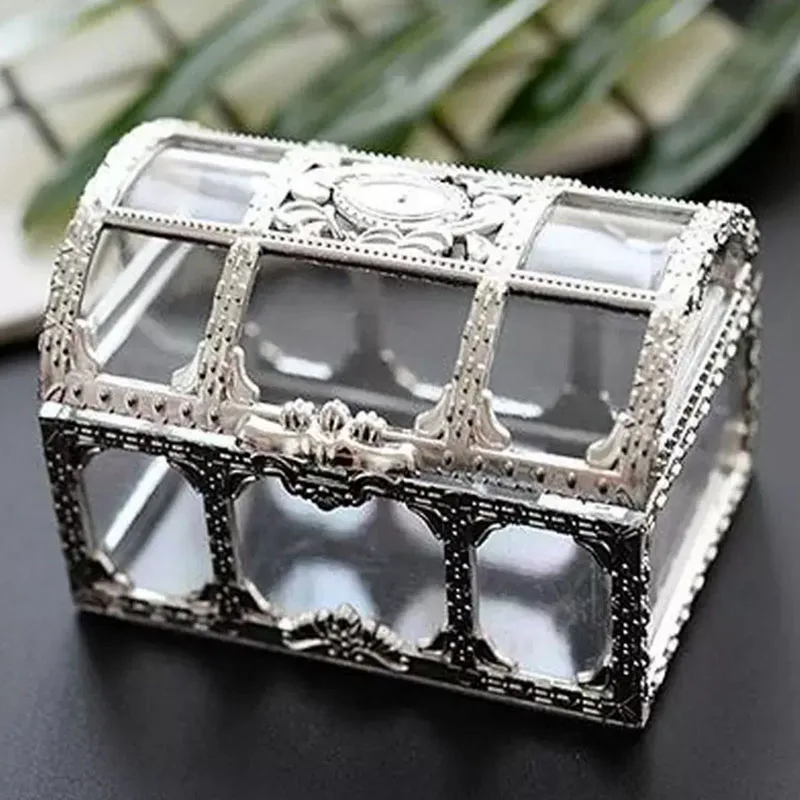 

24pcs Candy Box Silver Treasure Chest Shape Sugar Containers Holder Gift Storage Case Wedding Party Boxes Hand Cake Decorations