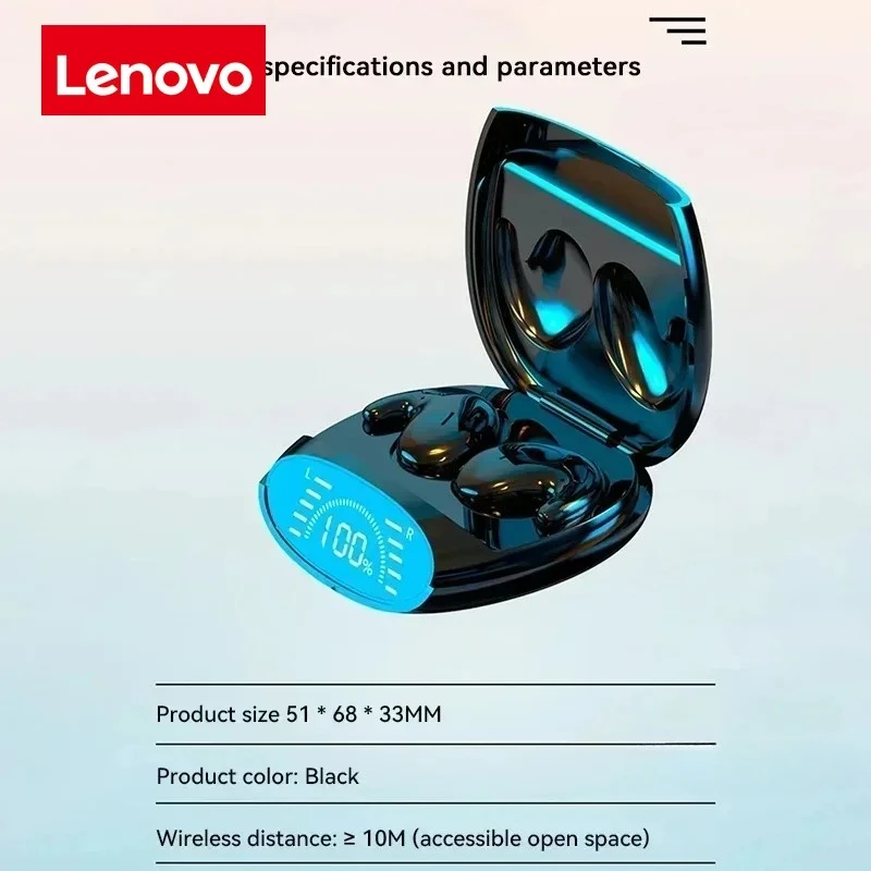 Lenovo Wireless Sports Bluetooth Headphones Highend Dual Ear Sleep In Ear with Mic Mini Noise-Cancelling Ultra-Slim Earphones