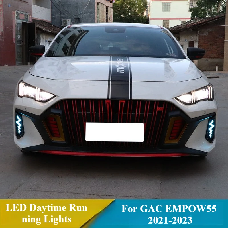 12V Led Daytime Running Lights for GAC Trumpchi EMPOW55 Attitude 2021 2022 2023 LED Front Bumper Fog Lamp Dynamic Turn Signals detail image 3