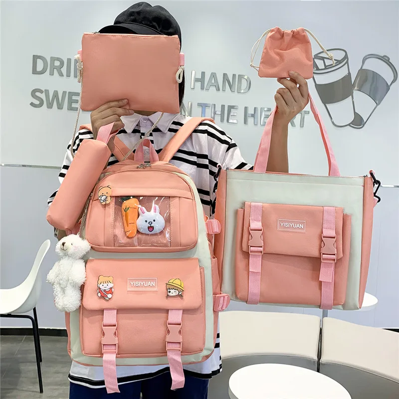 Korean Version Letter Contrast Backpack For Elementary School For Girls Middle And High Students 2