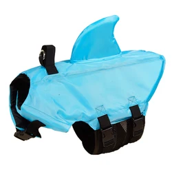 Shark Dog Life Jacket with Enhanced Buoyancy and Safety Handle - M (Blue)