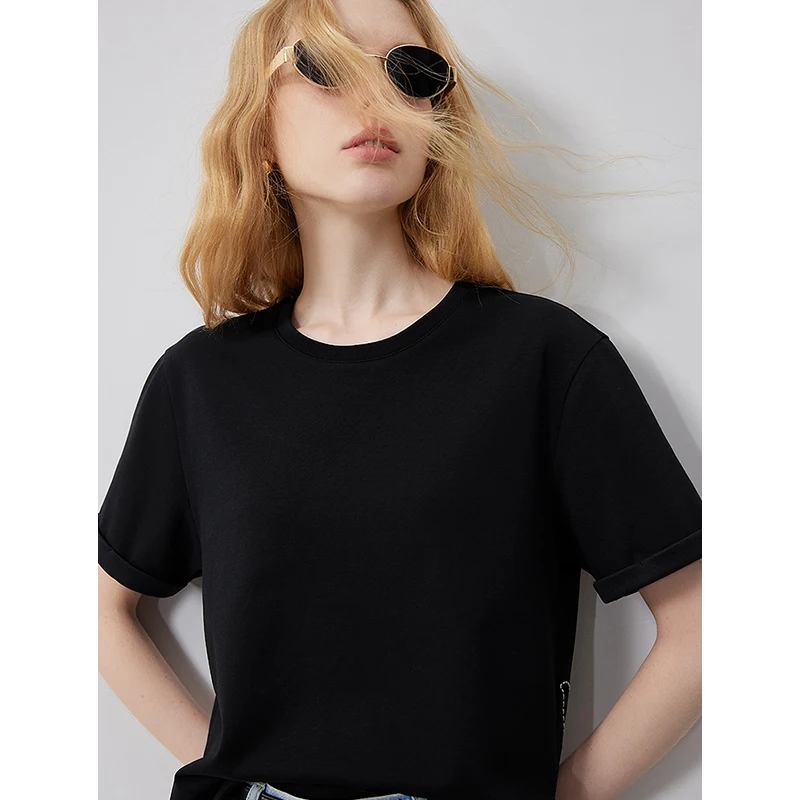 Women Cotton T-shirt Summer Lily Blossom Tee