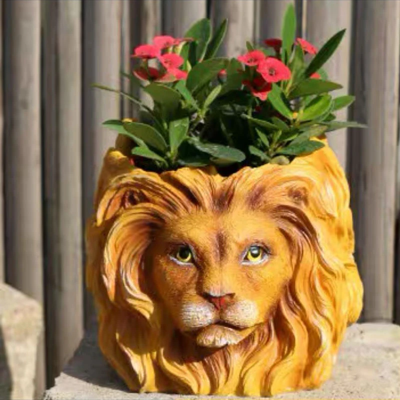 Lion Flower Pot Silicone Mold Concrete Mold Candle Container Mold Cartoon Lion Cement Flower Pot