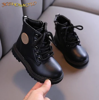 Kids Tide Boots Boys Shoes Autumn Winter Leather Children Boots Fashion Toddler Girls Boots Warm Winter Boots Kids Snow Shoes 1