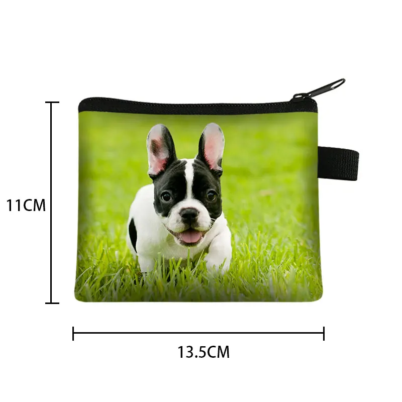 Porte-monnaie imprimé bouledogue floral mignon, sac à main de