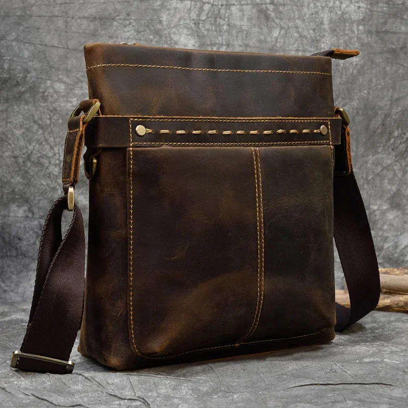 

New Newsbirds 2024 Arrival Genuine Leather Shoulder Bags Men Fashion Style Zipper Cowhide Crossbody Bag For Mini Ipad Tablet