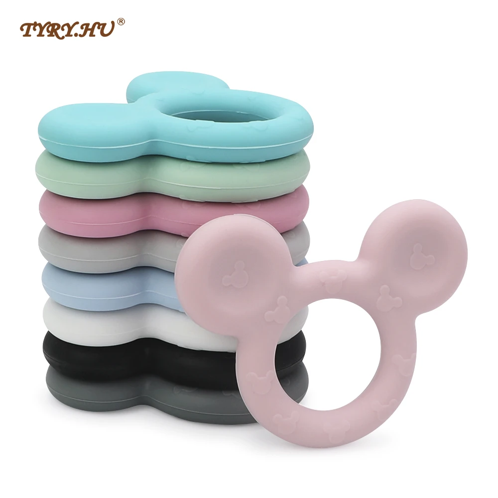 Cartoon Mickey Baby Silicone Teether Food Grade BPA Free Nursing Gift DIY Accessories Ring 1PC