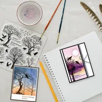 1Sheet Trees Clear Stamps for DIY Scrapbooking Crow Birds Silicone Clear Stamp Seals 15x15cm Transparent Stamps for Cards Making 2