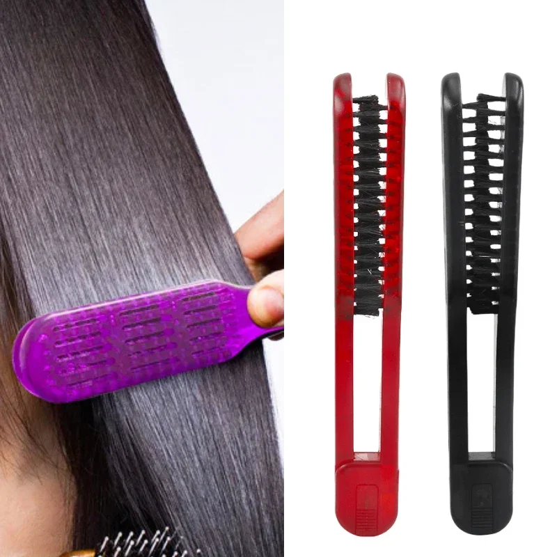 새로운 프로 세라믹 스트레이트 닝 빗 양면 헤어 브러시 클램프 미용 천연 섬유 강모 헤어 빗 Hairstylig 도구