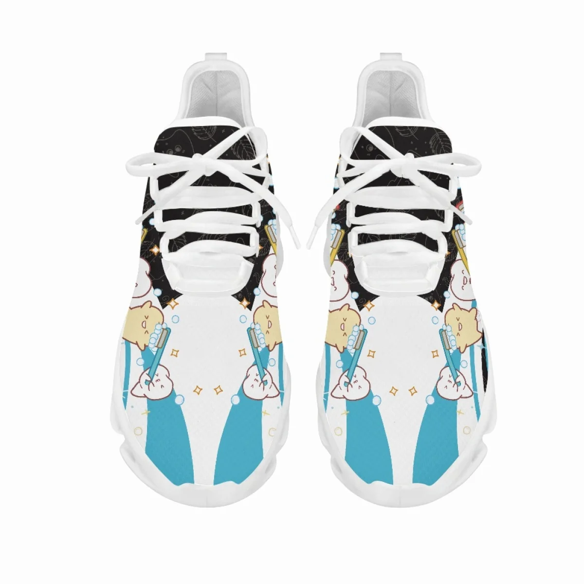 Yikeluo Cartoon Tooth Pattern Girls Mesh Swing Sneakers Comfort Lace up Platform Shoes for Women Dental Design Zapatillas