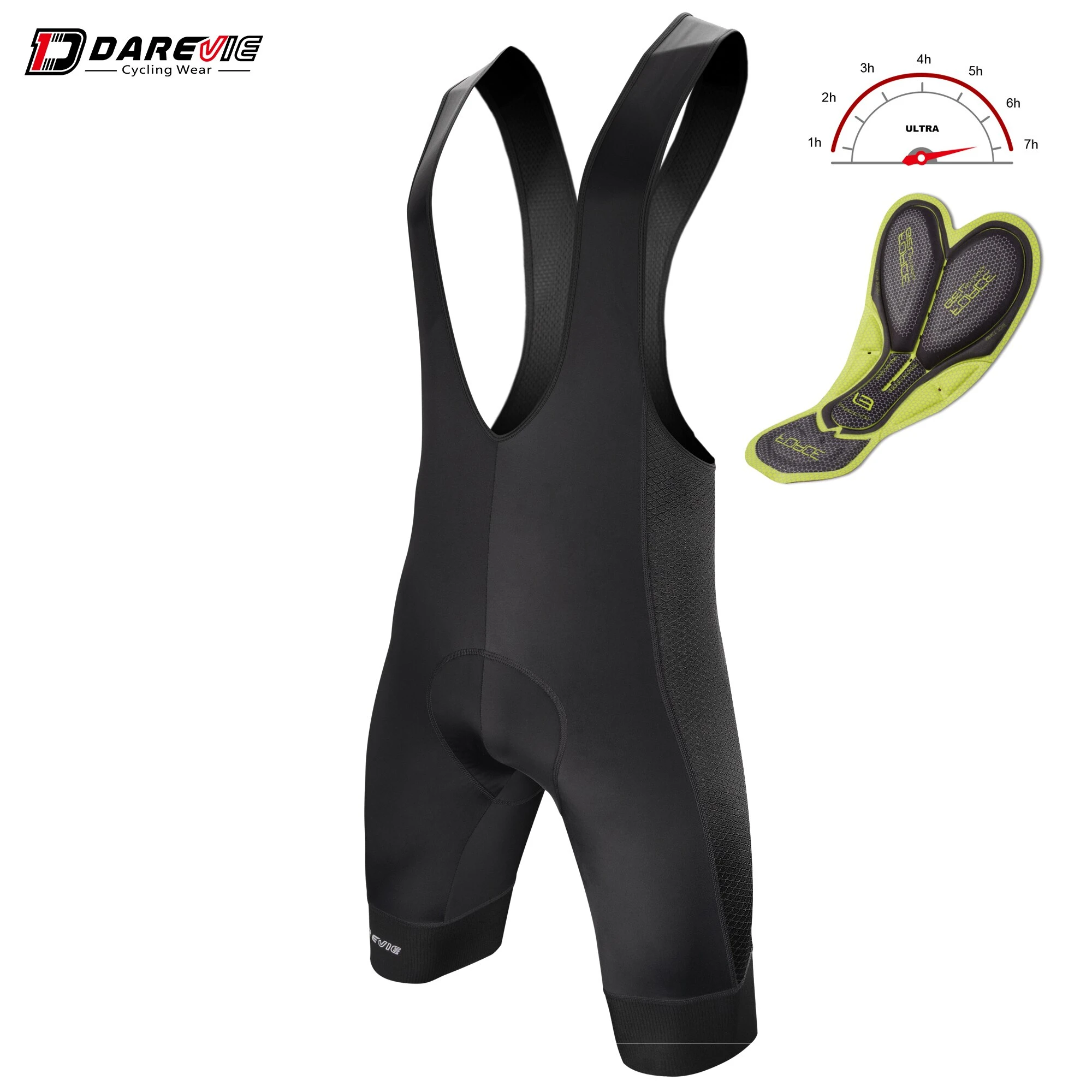 DAREVIE Cycling Bib Shorts 3D Gel Pad 6H Ride Men Cycling Shorts
