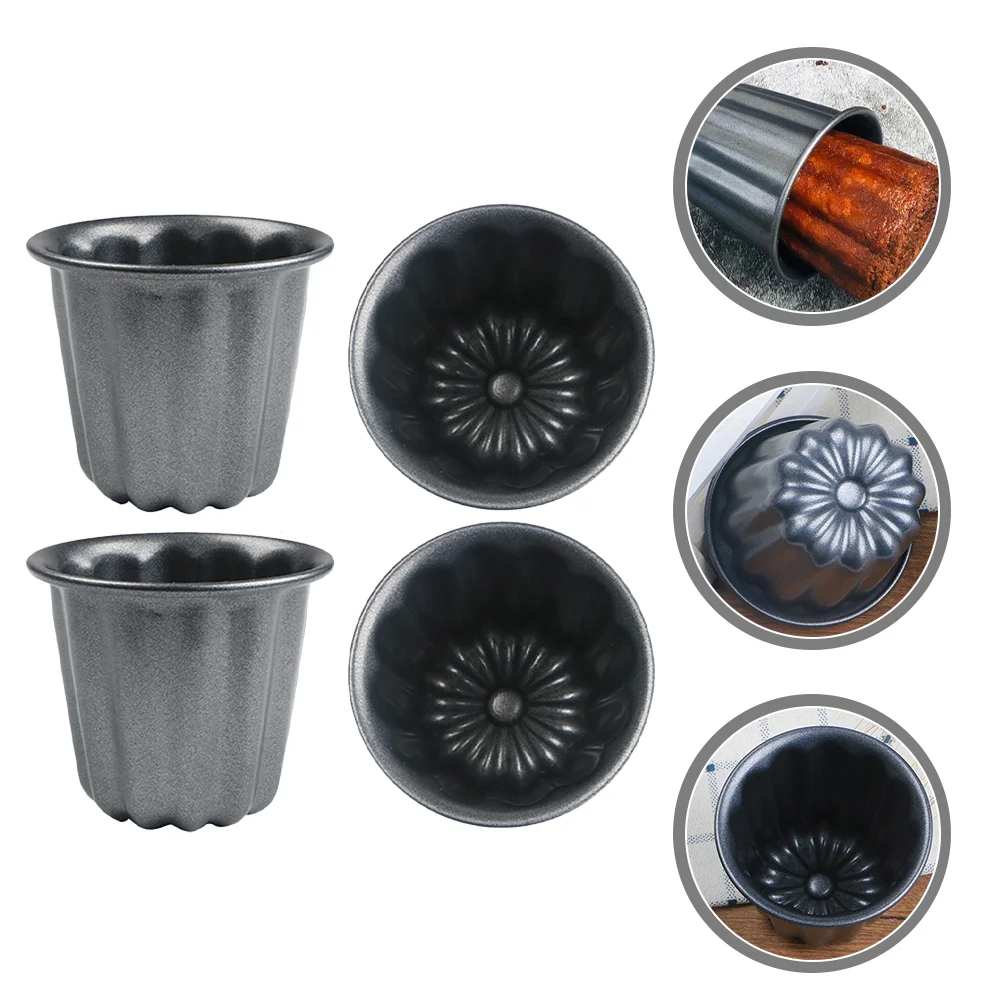 

4pcs Muffin Cake Molds Multi-function Canele Molds Metal Baking Molds Baking Accessory