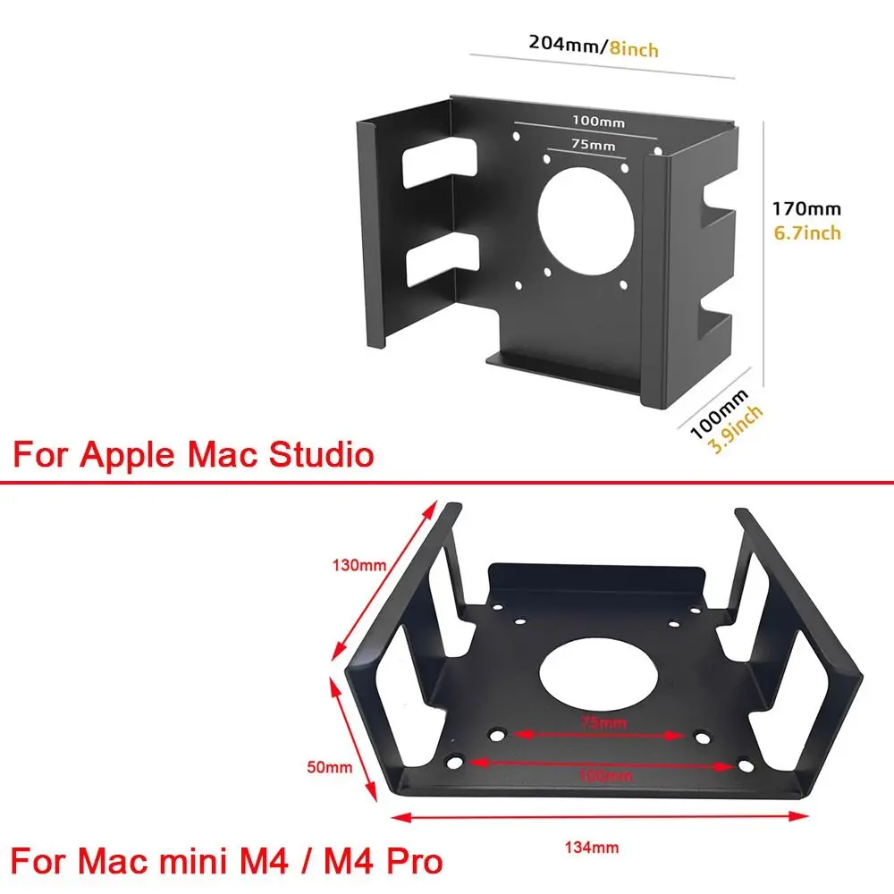 하단 장착형 데스크탑 스탠드, 냉각 기능, 책상 아래 벽걸이형 브래킷 스탠드, Mac Studio, Mac mini M4 / M4 Pro용 행잉 디자인