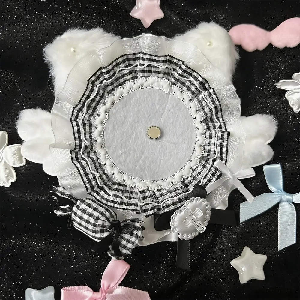 귀여운 레이스 배지 홀더 꽃 날개 DIY 핀 트레이 고양이 귀 배지 디스플레이 베이스 애니메이션 배지 장식