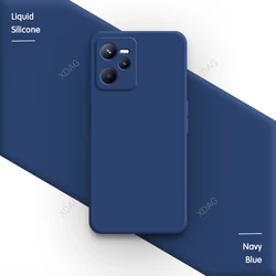 Enhanced Soft Liquid Silicone Square Lens Protection Phone Case - Premium Back Cover in Classic Design for Realme Narzo 50 4G (Navy Blue)