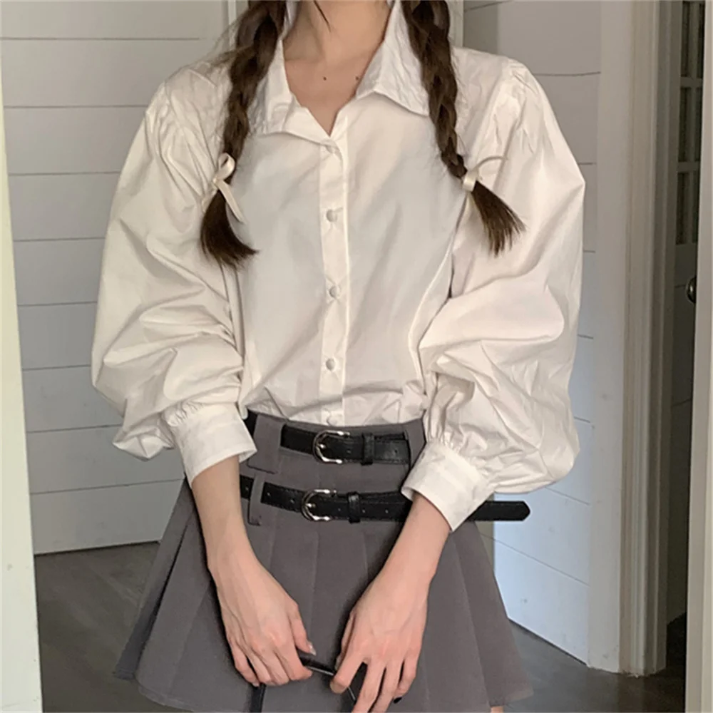 

Блузка Alien Kitty Женская с длинным рукавом, элегантная белая элегантная офисная рубашка в стиле High Street, шикарный Свободный Повседневный минималистичный Топ, весна 2023