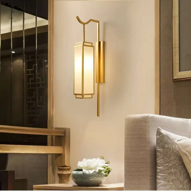 New Chinese Bedside Lamp Bedroom Wall Lamp Simple Antique Hotel Aisle Living Room Retro New Chinese Corridor Lamp Decoration