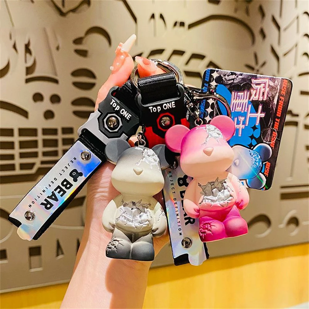 

NCEE Car Key Women Bag Pendant Cute Broken Bear Keychain Fashion Cartoon Doll Keyring Creative Keys Chain Gift Wholesale