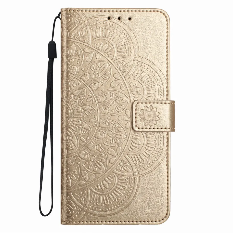 Elegant Half Flower Wallet Holster Coque with Cash Card Slot