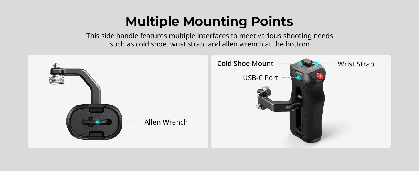 Side Handle with Rec Trigger for Sony A7R V/A7R III /A7 IV/A7S III/FX3 /FX30/A66
