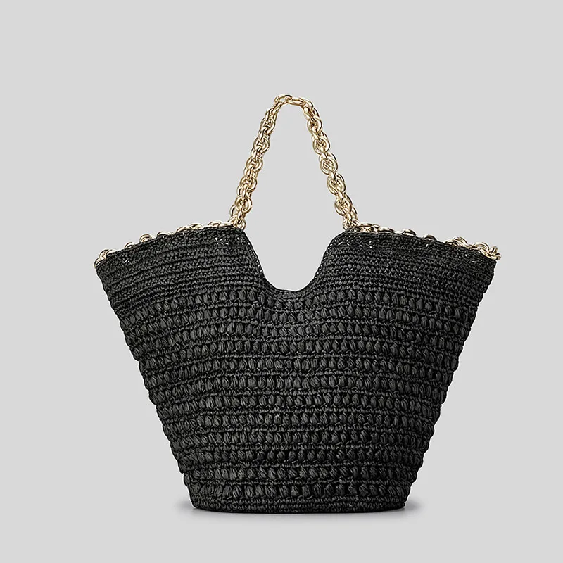 thumbnail image 1 of Bolso de mano tejido a mano LinDeJuan con cadena de herrajes de nicho para mujer, 1 of 4