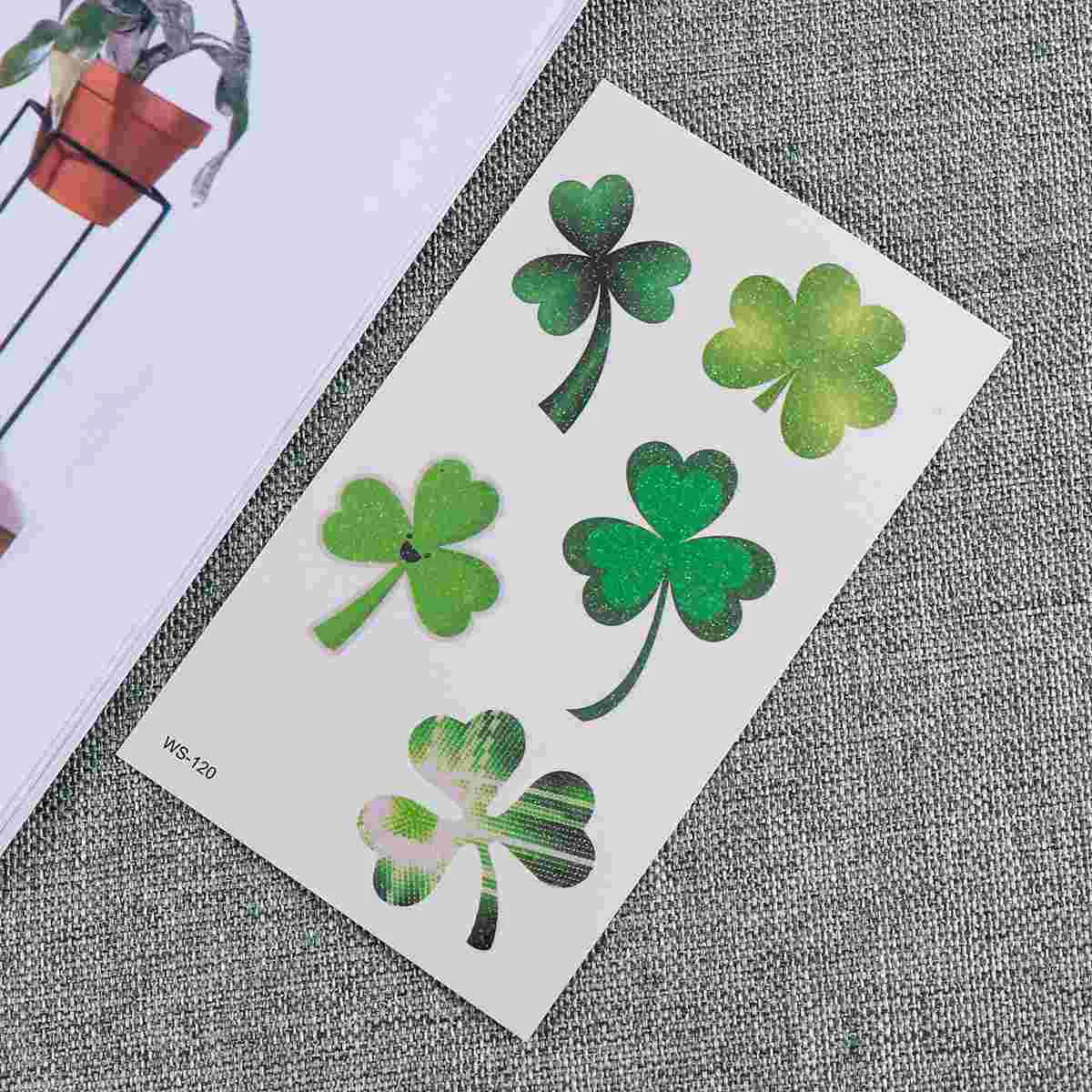 

Татуировки Shamrock с четырьмя листьями клевера, Временные татуировки, стильные искусственные татуировки, дневные искусственные драгоценности, аксессуары для декора