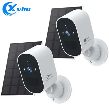 XVIM 1080P 2 Pack Solar Security Camera Monitor Wireless Outdoor 4MP Battery Solar Powered Camera Automatic Alarm Monitoring 1