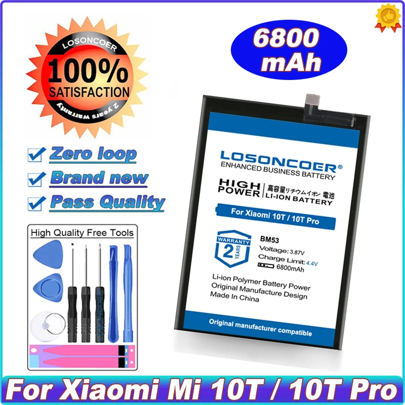 

LOSONCOER 6800mAh BM53 Battery For Xiaomi Mi 10T / 10T Pro 5G Battery