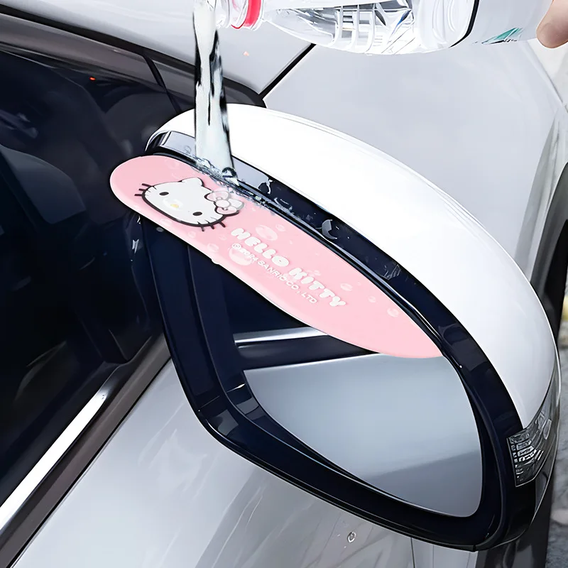 Sanrio Car Rearview Mirror Rain Shield Hello Kitty Universal Reflector Car Windows Weatherboard Cartoon Decoration